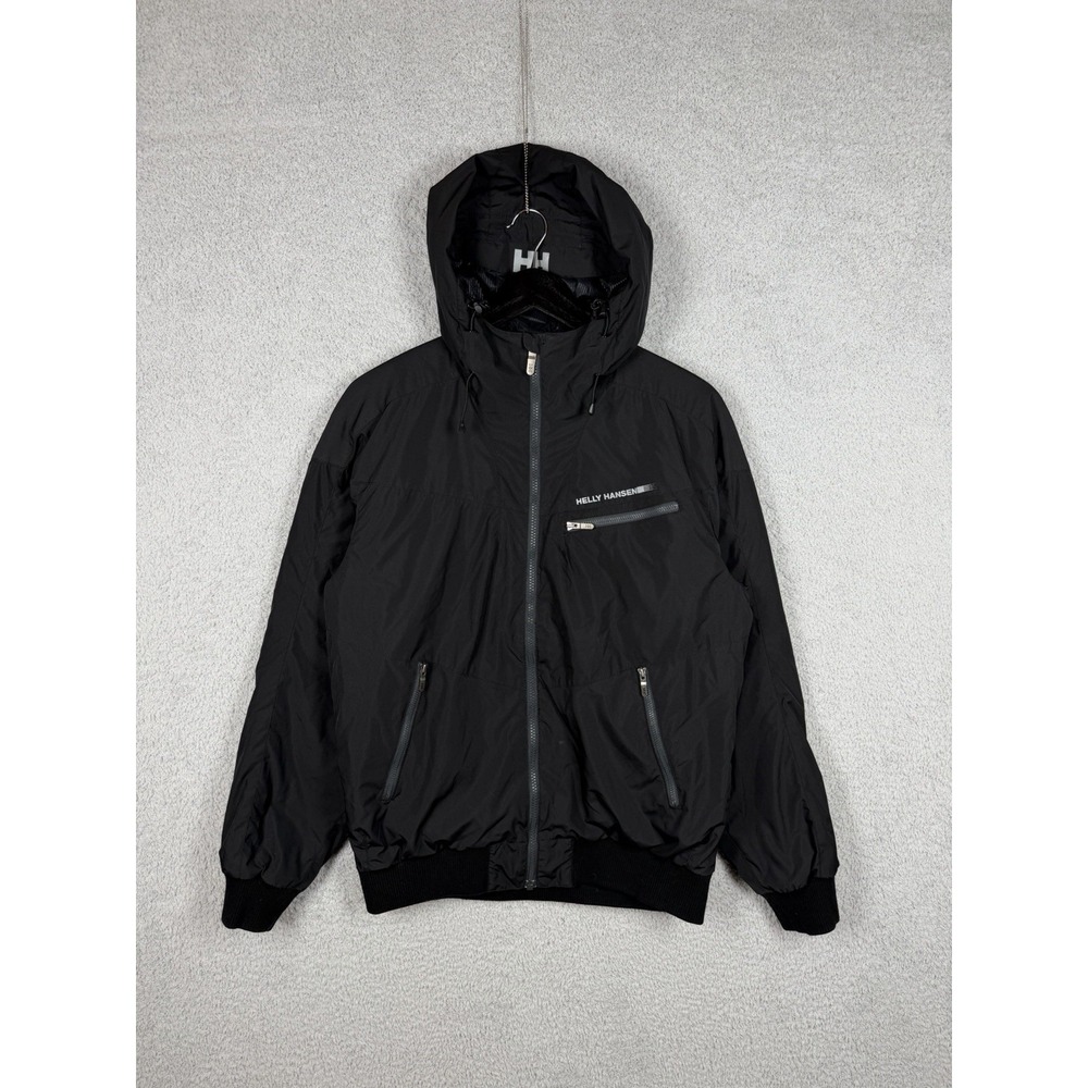 Helly Hansen Jacket Mens Size M Black Hooded Insulated Polyester Puff Outdoor‎